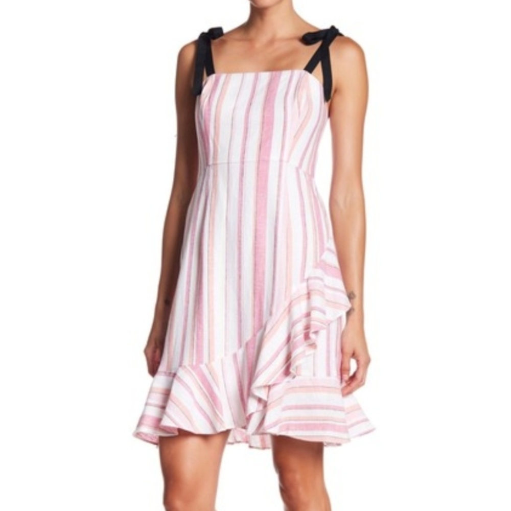 Donna Morgan Striped Tie Dress with Ruffle Skirt Sz‎ 12